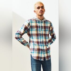 Pacsun Plaid Hoodie Shirt Men's Small Pockets Skater Streetwear Punk Grunge Y2K